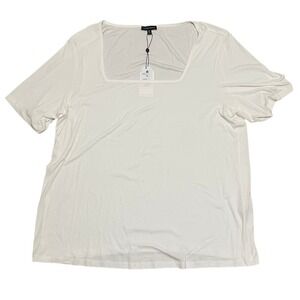 Universal Standard Foundation Cloud Rib White Square Neck Short Sleeve Tee
